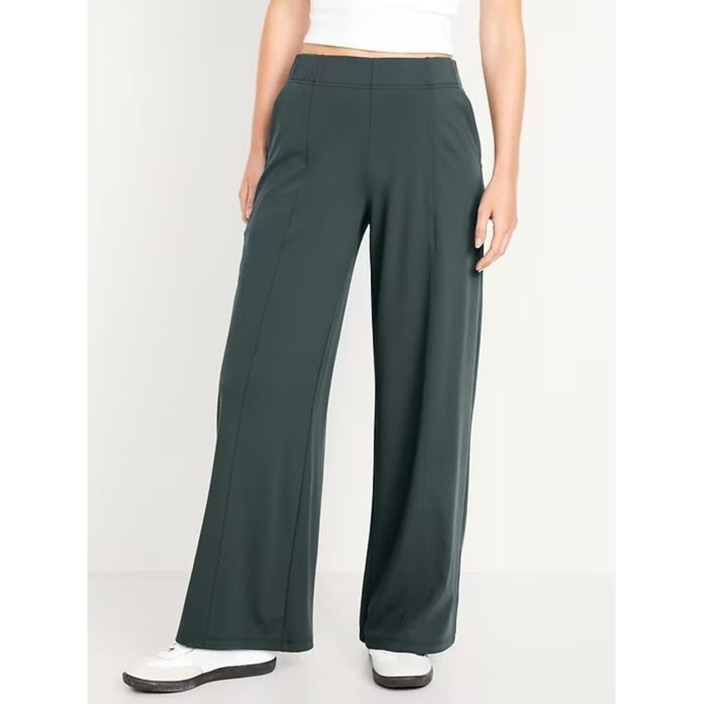 Old Navy Powersoft Go-Dry Pants 3X Gray Wide Leg Activewear Pockets Yoga Comfort